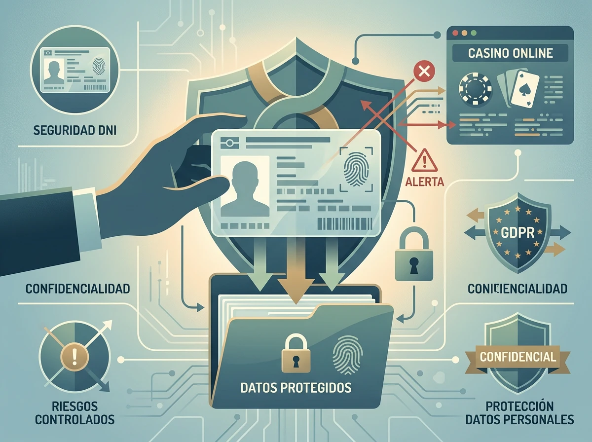 Ilustración editorial sobre protección de identidad digital y documentos personales